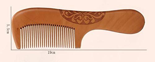 Vintage Wood Handle Comb 19 CM Long Peach Wood Comb Hair Stylist Professional Ladies Thickened Carved Wood Comb Old Wood Comb Double-sided Carved Hair Comb