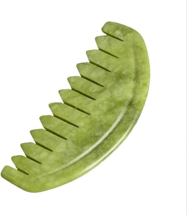4147Wuy6fDL._AC Jade Head Comb Massage,Natural Jade Stone Head Therapy Massage Comb,Jade Hair Comb Scalp Massager Comb Scalp Care Massage Tool (3.14X1.57X0.16inch)