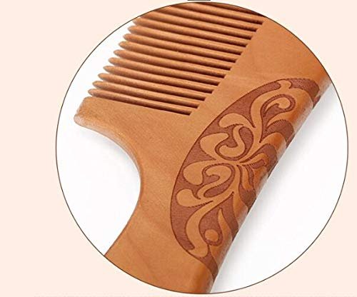 Vintage Wood Handle Comb 19 CM Long Peach Wood Comb Hair Stylist Professional Ladies Thickened Carved Wood Comb Old Wood Comb Double-sided Carved Hair Comb