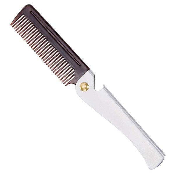 Stainless Steel Folding Comb, Pocket Comb for Men and Women, Black
