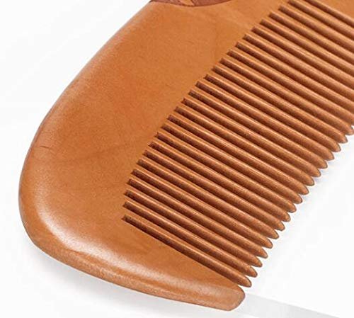 Vintage Wood Handle Comb 19 CM Long Peach Wood Comb Hair Stylist Professional Ladies Thickened Carved Wood Comb Old Wood Comb Double-sided Carved Hair Comb