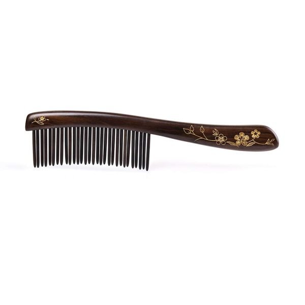 Wooden Hair Comb Wide-tooth Inserted Teeth for Women Curly Hair