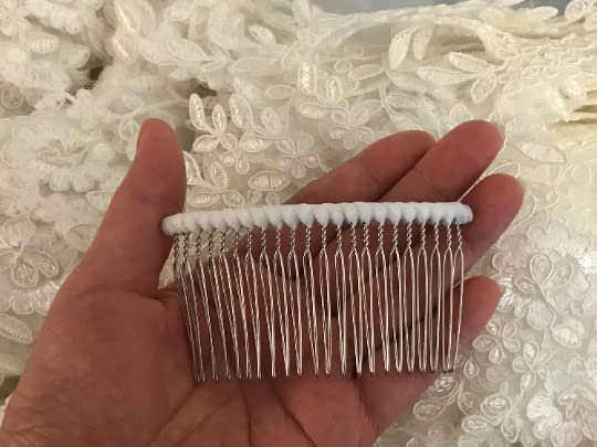 Extra Long 22 Teeth Tulle-wrapped Metal Comb, 8.5cm x 4.8cm, Perfect For Holding Any Long Wedding Veils In Place