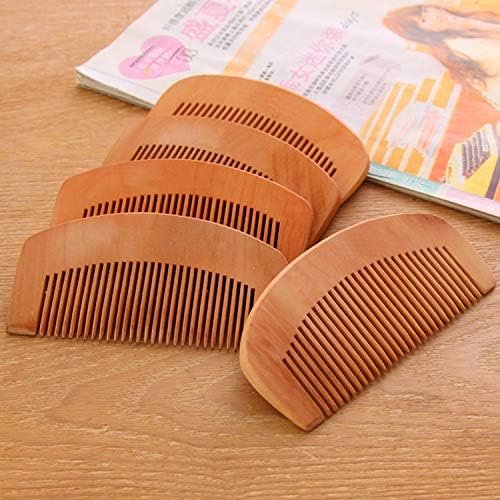 4PCS Brown Peach Wood Wooden Comb Anti-Static Comb Close Tooth Comb Hair Combs
