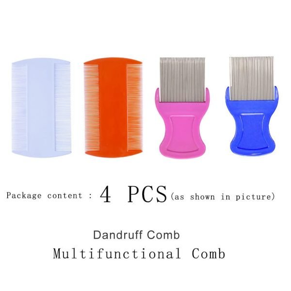 4 Pcs Head Hair Comb Including 2 Pieces Hair Comb Double Sided 2 Pieces Removal Dandruff Comb with Metal Teeth