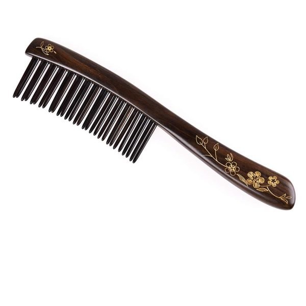 Wooden Hair Comb Wide-tooth Inserted Teeth for Women Curly Hair