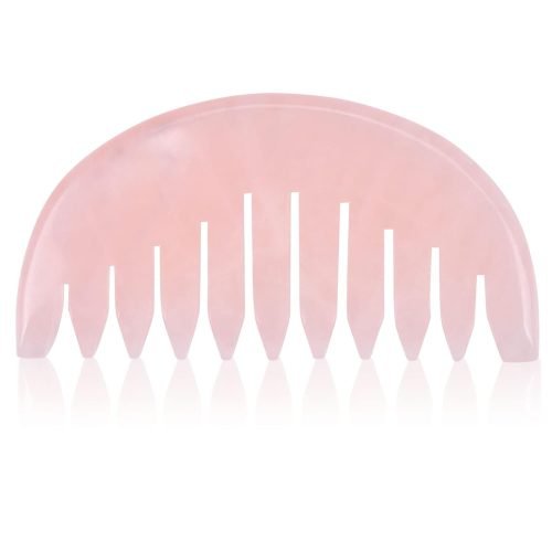 Jade Comb for Head Massage Anti-Static Hair Crystl Comb, Real Natural Rose Quartz Crystal Gua Sha Comb Scraping Massage Tool for Body Relaxing