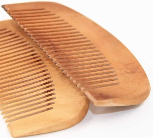 Peach Wood Wooden Comb Anti-Static Comb Close Tooth Comb 2 PCS