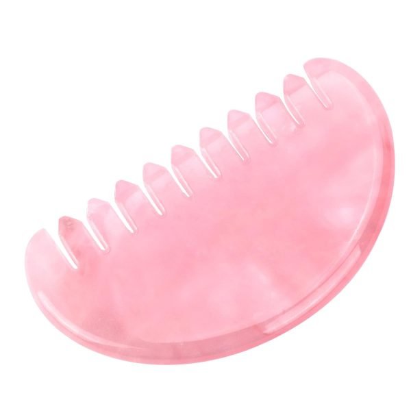 Jade Comb for Head Massage Anti-Static Hair Crystl Comb, Real Natural Rose Quartz Crystal Gua Sha Comb Scraping Massage Tool for Body Relaxing
