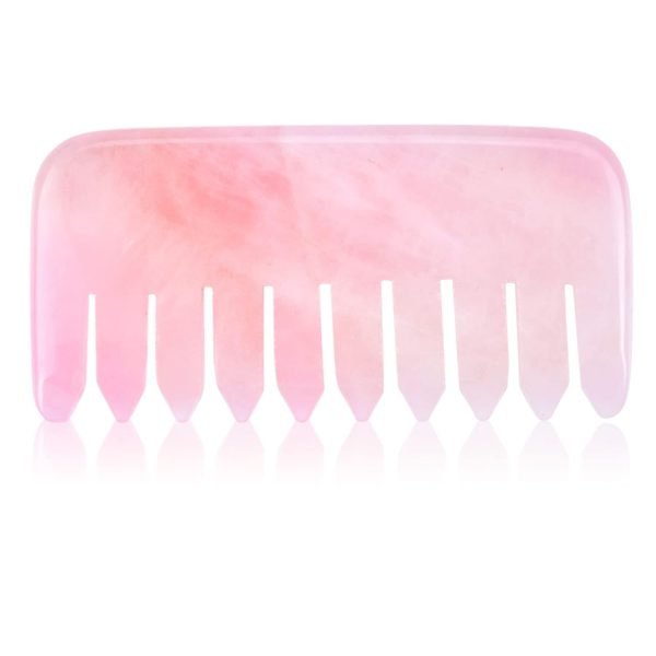 Jade Comb for Head Massage Anti-Static Hair Crystl Comb, Real Natural Rose Quartz Crystal Gua Sha Comb Scraping Massage Tool for Body Relaxing