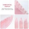 Jade Comb for Head Massage Anti-Static Hair Crystl Comb, Real Natural Rose Quartz Crystal Gua Sha Comb Scraping Massage Tool for Body Relaxing