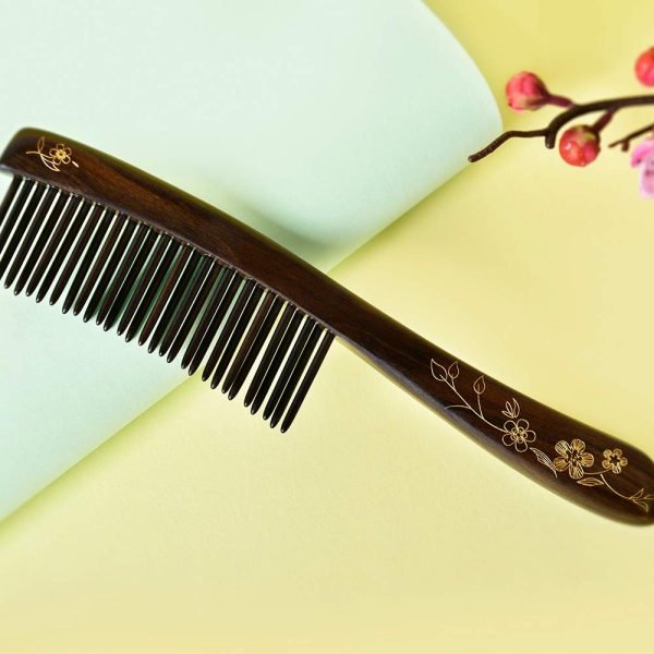 Wooden Hair Comb Wide-tooth Inserted Teeth for Women Curly Hair