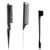 Slick Back Hair Brush, 3 Pcs Comb Set Edge Brush Bristle Hair Brush Rat Tail Comb, Curly Hair Brush, Styling Tools & Appliances, Hair Styling Tools, Parting Comb,Teasing Comb for Women Baby Pink