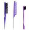 Slick Back Hair Brush, 3 Pcs Comb Set Edge Brush Bristle Hair Brush Rat Tail Comb, Curly Hair Brush, Styling Tools & Appliances, Hair Styling Tools, Parting Comb,Teasing Comb for Women Baby Pink