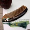 Antique wood comb men's and women's hair comb sandalwood comb mother-of-pearl painted comb portable small carry-on comb engraved female gift box (1Pcs gourd sandalwood carry-on comb gift box)