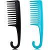 61M7-vU5vcL._SL1500 2PCS Premium Wide Tooth Comb, Shower Combs for Wet Curly Hair, Large Detangling Comb with Hook for Curls, Wigs, Detangler Hair Brush with Handgrip for Knotting Wavy, Thick, Dry Hair Stylist