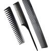 Professional Teasing Comb, Fine and Wide Tooth Hair Barber Comb, Black Carbon Fiber Cutting / Styling / Hairdressing Comb For All Hair Types