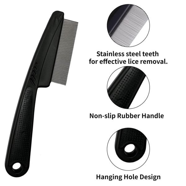 61R8itwYcuL._SL1500 Dandruff Comb, Stainless Steel Fine Tooth Dandruff Remover, Professional Hair Comb for Kids and Adults (Black)