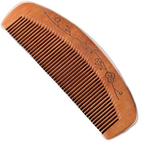 Pack Peach Comb, Wooden Fine Tooth Comb, Anti-static Hand Carved Pattern Pocket Size Travel Beard Comb, Hair Massage Tool Care Accessories, Suitable for Women, Men, Children