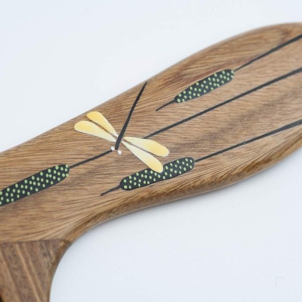 Anti-Static, Wood Comb with Dragonfly and Lightning