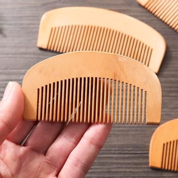 4PCS Brown Peach Wood Wooden Comb Anti-Static Comb Close Tooth Comb Hair Combs