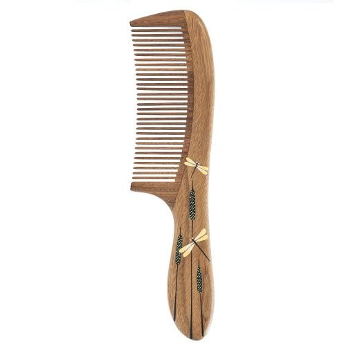 Anti-Static, Wood Comb with Dragonfly and Lightning