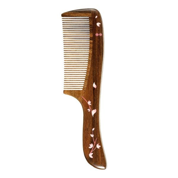 Anti-Static, Wood Comb with Dragonfly and Lightning