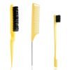 Slick Back Hair Brush, 3 Pcs Comb Set Edge Brush Bristle Hair Brush Rat Tail Comb, Curly Hair Brush, Styling Tools & Appliances, Hair Styling Tools, Parting Comb,Teasing Comb for Women Baby Pink