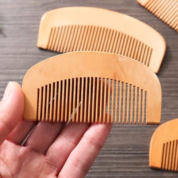 Peach Wood Wooden Comb Anti-Static Comb Close Tooth Comb 2 PCS