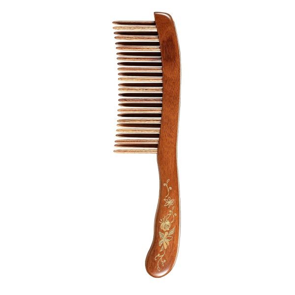 Wooden Hair Comb Wide-tooth Inserted Teeth for Women Curly Hair