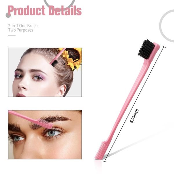 Slick Back Hair Brush, 3 Pcs Comb Set Edge Brush Bristle Hair Brush Rat Tail Comb, Curly Hair Brush, Styling Tools & Appliances, Hair Styling Tools, Parting Comb,Teasing Comb for Women Baby Pink