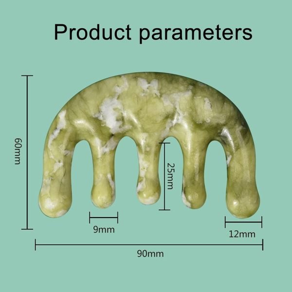 Jade Comb Jade Hair Comb Guasha Scalp Comb Massage Hair Comb Wide Tooth Comb Jade Massager for Scalp Care, Handheld Head and Meridians Scalp Care Massage Tool, Health Massage (1Pcs)