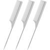 3 Packs Rat Tail Comb Steel Pin Rat Tail Carbon Fiber Heat Resistant Teasing Combs with Stainless Steel Pintail (Pink)