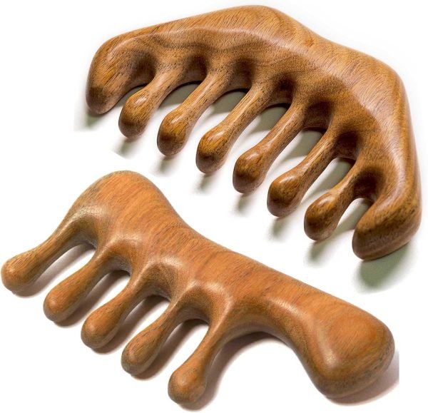 71-tEWYXgIL._AC_SL1500 Loc Comb 2 Pack Massage Comb Wooden Scalp Massager Wood Head Massager Green Sandalwood Wooden Comb for Women Men