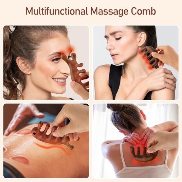 2 Pack Wooden Scalp Massage Comb ,Comb Massage Comb Hair Massager Scalp Face Massage Comb Head Tool Meridians Scalp Massage Natural Wood Comb