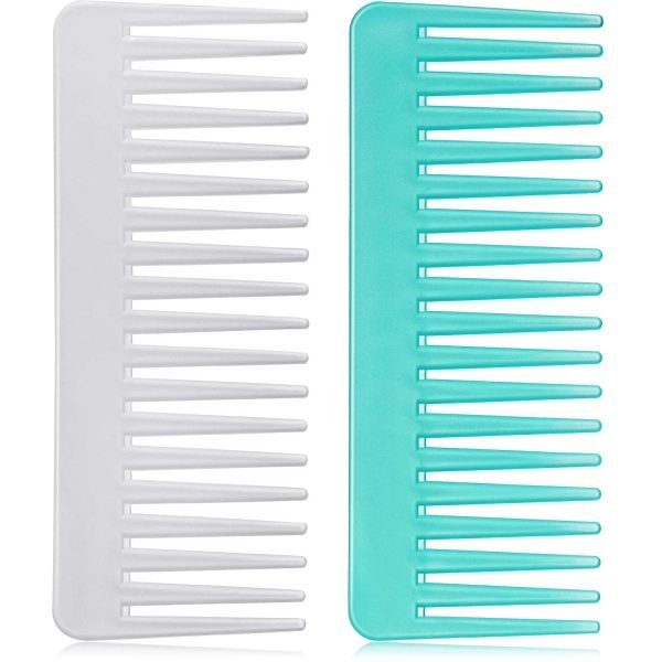 712Vls6lVcL._SL1500 Large Hair Detangling Comb, Wide Tooth for Curly, Wet Dry Hair, No Handle Comb Styling Shampoo Comb (White, Cyan)