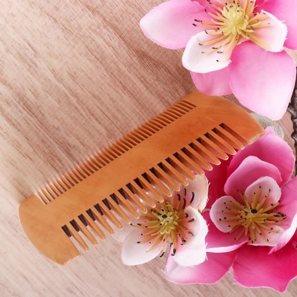 4 Pcs Natural Peach Wood Combs, Vintage Double-Sided Comb Classic Style Wooden Wide Tooth and Narrow Tooth Comb for Head Care
