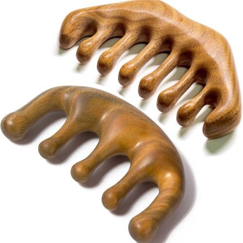 Loc Comb 2 Pack Massage Comb Wooden Scalp Massager Wood Head Massager Green Sandalwood Wooden Comb for Women Men