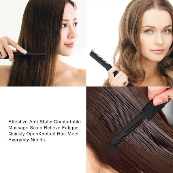 3 Pack Black Carbon Lift Teasing Combs with Metal Prong, Salon Teasing Back Combs, Black Carbon Comb with Stainless Steel Lift (Style A)