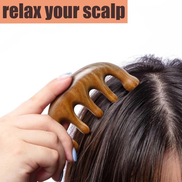 719E5tdH2CL._AC_SL1500 Loc Comb 2 Pack Massage Comb Wooden Scalp Massager Wood Head Massager Green Sandalwood Wooden Comb for Women Men