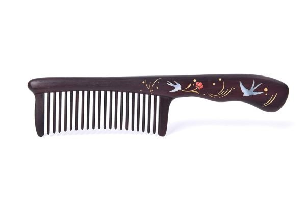 Anti-Static, Wood Comb with Dragonfly and Lightning