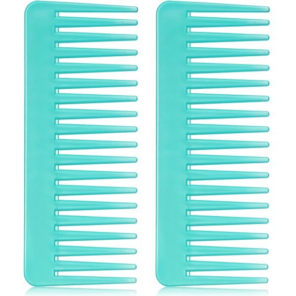 71K8WvvmKxS._SL1500 Large Hair Detangling Comb, Wide Tooth for Curly, Wet Dry Hair, No Handle Comb Styling Shampoo Comb (White, Cyan)