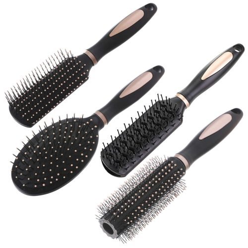 Pack of 4 Hair Brush Set Anti Static Massage Oval Comb Round Hair Brush Vent Hair Brush Detangling Brush Paddle Brush for Women Men Kid All Wet or Dry Hair's Detangle, Massage, Add Shine, QXDAI-10