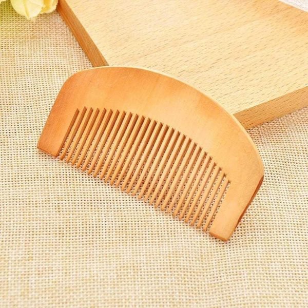 4PCS Brown Peach Wood Wooden Comb Anti-Static Comb Close Tooth Comb Hair Combs