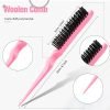 Slick Back Hair Brush, 3 Pcs Comb Set Edge Brush Bristle Hair Brush Rat Tail Comb, Curly Hair Brush, Styling Tools & Appliances, Hair Styling Tools, Parting Comb,Teasing Comb for Women Baby Pink