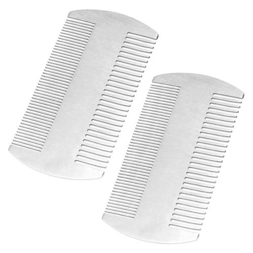 71TgQ08f9OL._SL1500 Metal Hair Comb, 2 Pack Stainless Steel Beard Comb for Men, Mini Portable Travel Combs Anti-Static Dual Action Fine & Wide Teeth Mustache Comb for Men Mini Hair Comb for Wallet Purse Pocket Car