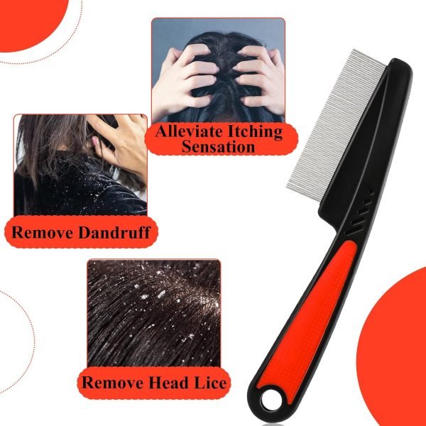 Pieces Stainless Steel Dandruff Fine Tooth Comb High Strength Wide Teeth Hair Combs Professional Hair Grooming Combs Multifunctional Scalp Care Tool Suitable for Kids and Adults