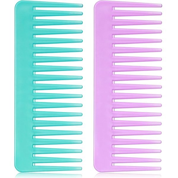 71cKSUc4OfL._SL1500 Large Hair Detangling Comb, Wide Tooth for Curly, Wet Dry Hair, No Handle Comb Styling Shampoo Comb (White, Cyan)