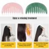 Jade Comb for Head Massage Anti-Static Hair Crystl Comb, Real Natural Rose Quartz Crystal Gua Sha Comb Scraping Massage Tool for Body Relaxing