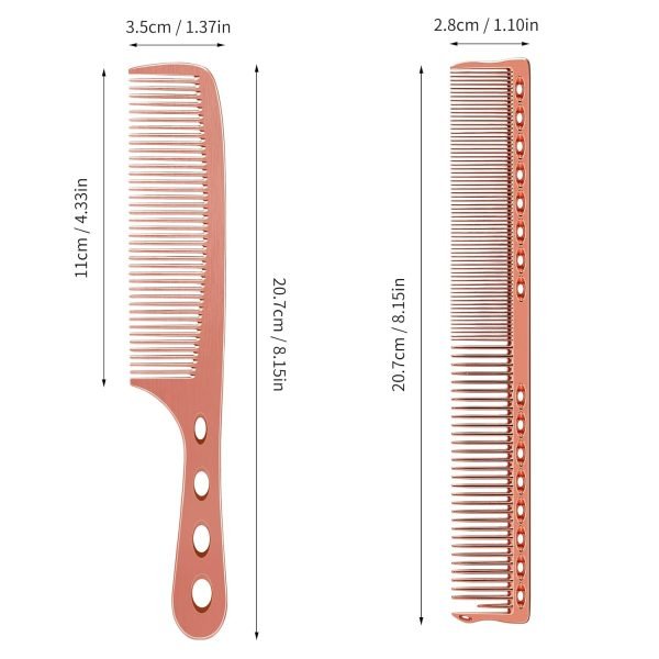 Hair Styling Comb,2PCS Metal Combs For Hair Women,Space Aluminum Stainless Steel Anti-static Sparse Haircut Comb Beauty Tool (Rose Golden)